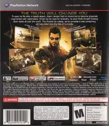 Deus Ex - Human Revolution (USA) (v1.01) (Disc) (Update) box cover back